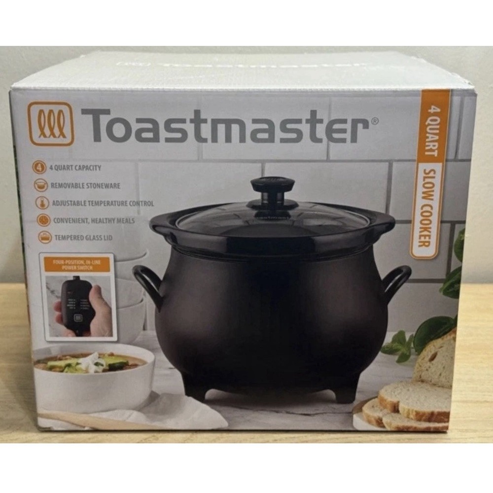 Toastmaster 4 QT Black Cauldron Slow Cooker Glass Lid Halloween IN Hand A - Picture 3 of 3